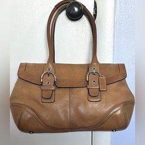 Coach SoHo Leather Flap Satchel, Camel 2005 (#9636)